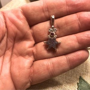 Sanjen 925 sterling silver pendant with Druzy and ruby pendant